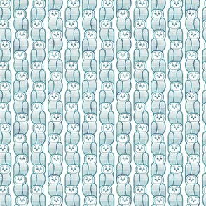 Wide Awake Owls- Midcentury Geometric Teal Green Owl- Pattern Clash- Kids Wallpaper- Novelty Gender Neutral Playroom- Turquoise Blue Birds of Prey- sMini
