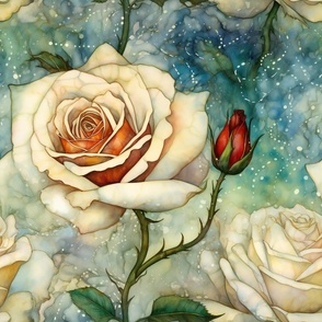 Dreamy Roses, White and Orange Rose Flowers