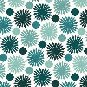 Shine Octagon, Green (small) - sun geometric in emerald and mint green