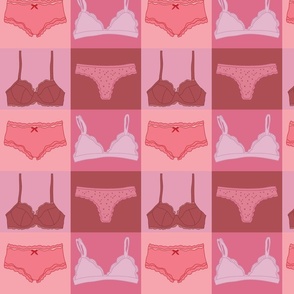 Checkered Pink Underwear and Bra Pattern