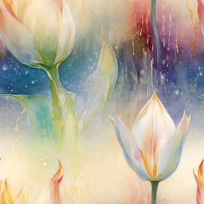 Dreamy Tulips, Shimmering White Tulip Flowers