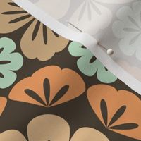 Flower Shapes & Petals in Earthy Colors on Dark Background