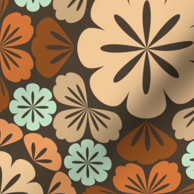 Flower Shapes & Petals in Earthy Colors on Dark Background