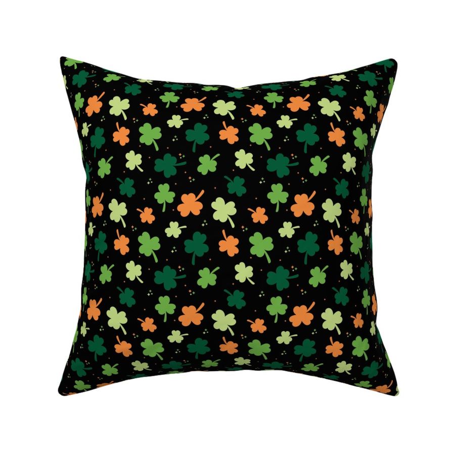 Shamrock night Sparkle - Irish St. Patrick's Day celebration design in orange mint lime and pine green on black 