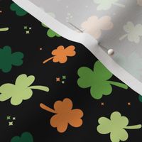 Shamrock night Sparkle - Irish St. Patrick's Day celebration design in orange mint lime and pine green on black 