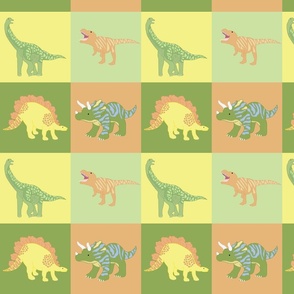 Kids Dinosaur Checkered Pattern by Courtney Graben