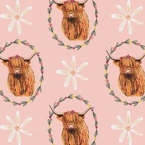 Highland Cows in Flower Crowns