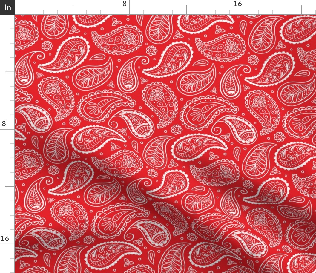 Hand-drawn non-directional paisley red