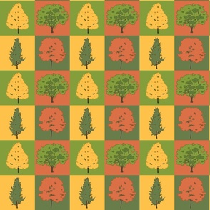 Autumn Trees Checkered Pattern by Courtney Graben