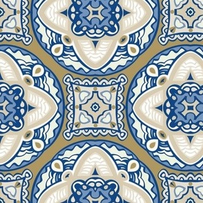 French Country Blue and Gold Tile