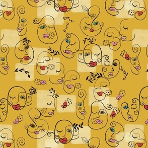 Minimalist Faces "The Muse" Yellow