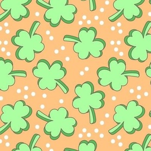 Retro Irish Shamrock - Happy St. Patrick's Day clovers and confetti nineties mint green orange 