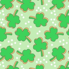 Retro Irish Shamrock - Happy St. Patrick's Day clovers and confetti nineties mint jade green orange 