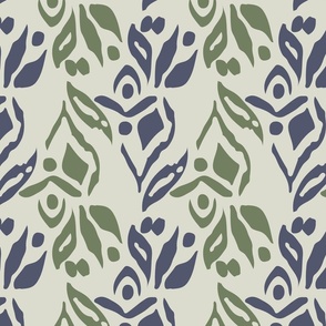 botanical silhouettes stripe in navy and green by rysunki_malunki