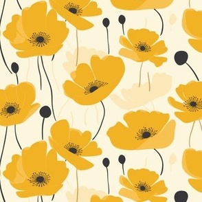 Sweet yellow buttercups in a mid-century style