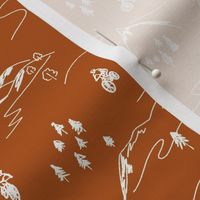 Sienna Orange Mountain Biking Line Art Minimal Outdoor Sports perfect for Bandanas, Sheets, Quilts, and Kids Apparel