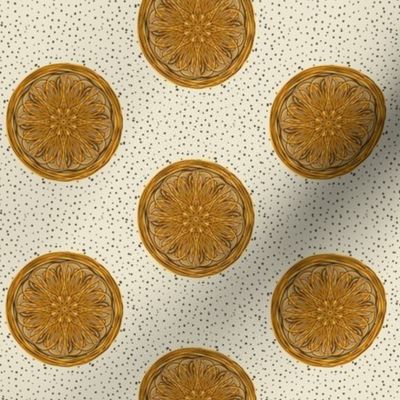 Circles of Copper Flowers - Medium Scale