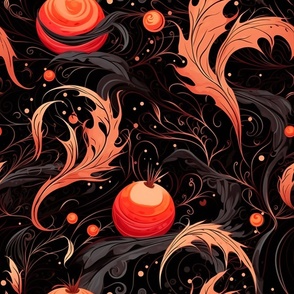 Ghostly Flame Frenzy - Orange on Black