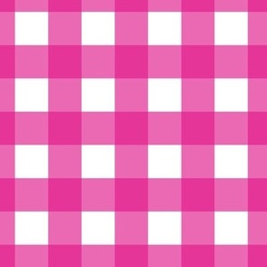 1"- Gingham - Retro Bright Pink - New 