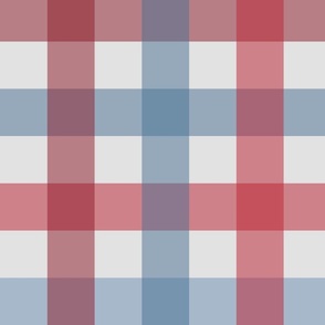 Red White Blue Pale Washed Freedom Varied Plaid Repeat Pattern