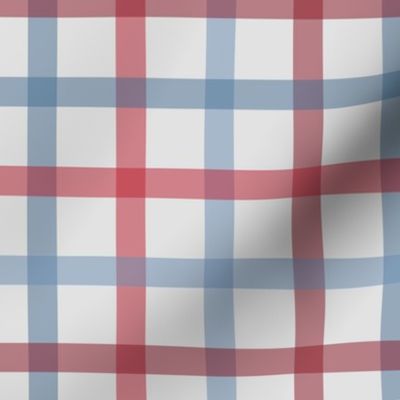 Red White Blue Pale Washed Freedom Thin Busy Plaid Repeat Pattern