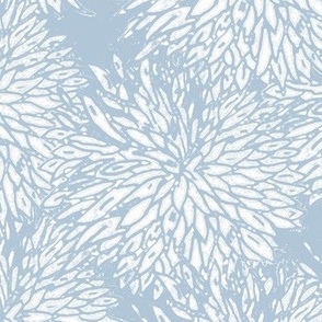 Wood Block look - Chrysanthemums in beach house blue and white