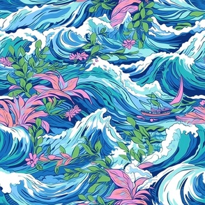   Poseidon's Adventure - Blue/Plum Wallpaper 