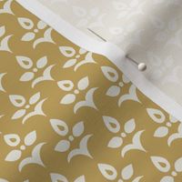 Small Fleur di Lis - Simple Classic Floral - Mustard Yellow and White