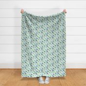 Dinosaurs – Dinosaur Fabric, Baby Boy Fabric, Dinosaur Bedding, Nursery Design Teal Blue Green Dinos (small, ice blue)