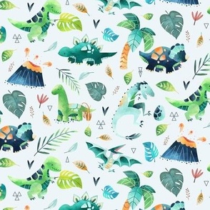 Dinosaurs – Dinosaur Fabric, Baby Boy Fabric, Dinosaur Bedding, Nursery Design Teal Blue Green Dinos (small, ice blue)
