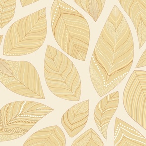 Non directional neutral ivory cream leaves