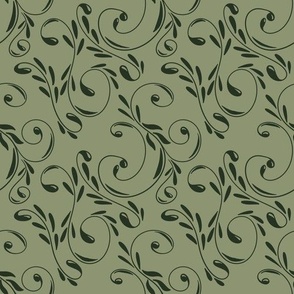 WhichWaySRE2 Olive Green — Elegant Flourish Swirls