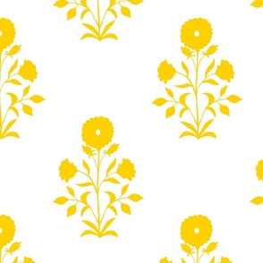 Modern Trad Floral | Lg Primary Yellow on White