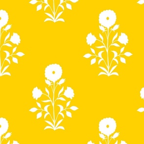 Modern Trad Floral | Lg White on Primary Yellow