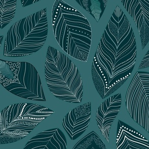 Non directional  shades of teal leaves