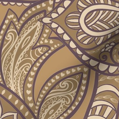 Indian Paisley Copper and Eggplant Large 