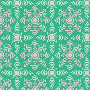 green and pink geometric ikat print by rysunki_malunki