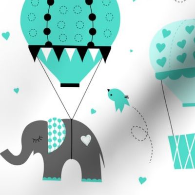 Hot Air Balloon Elephant Mint