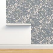 Indian Paisley Blue and Ash Gray
