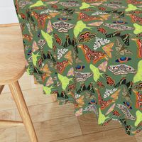 LARGE Moths wallpaper fabric - emperor moth_ luna moth_ tiger moth_ sunset moth 8in