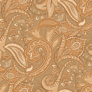 Indian Paisley Marigold and Khaki 