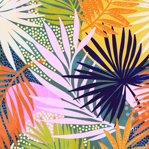 (L) Non Directional Tropical Boho Jungle 1. Vibrant #modernboho #tropical #palmleaves