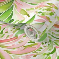 Lilly Petals – Pink/ Green on White