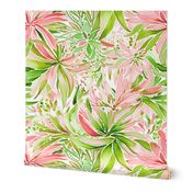 Lilly Petals – Pink/ Green on White