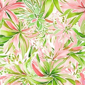 Lilly Petals – Pink/ Green on White