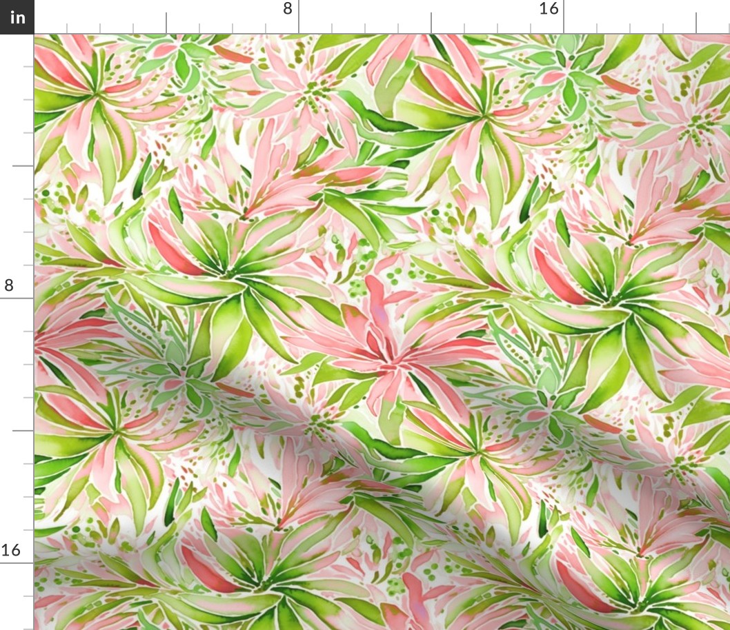 Lilly Petals – Pink/ Green on White