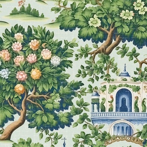 Garden of Serenity - Linen-Pistachio - Wallpaper 