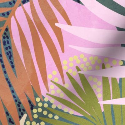 (L) Non Directional Tropical Boho Jungle 2. Muted colours #modernboho #tropical #palmleaves