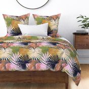 (L) Non Directional Tropical Boho Jungle 2. Muted colours #modernboho #tropical #palmleaves