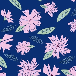 Lavender Floral with Navy Background 